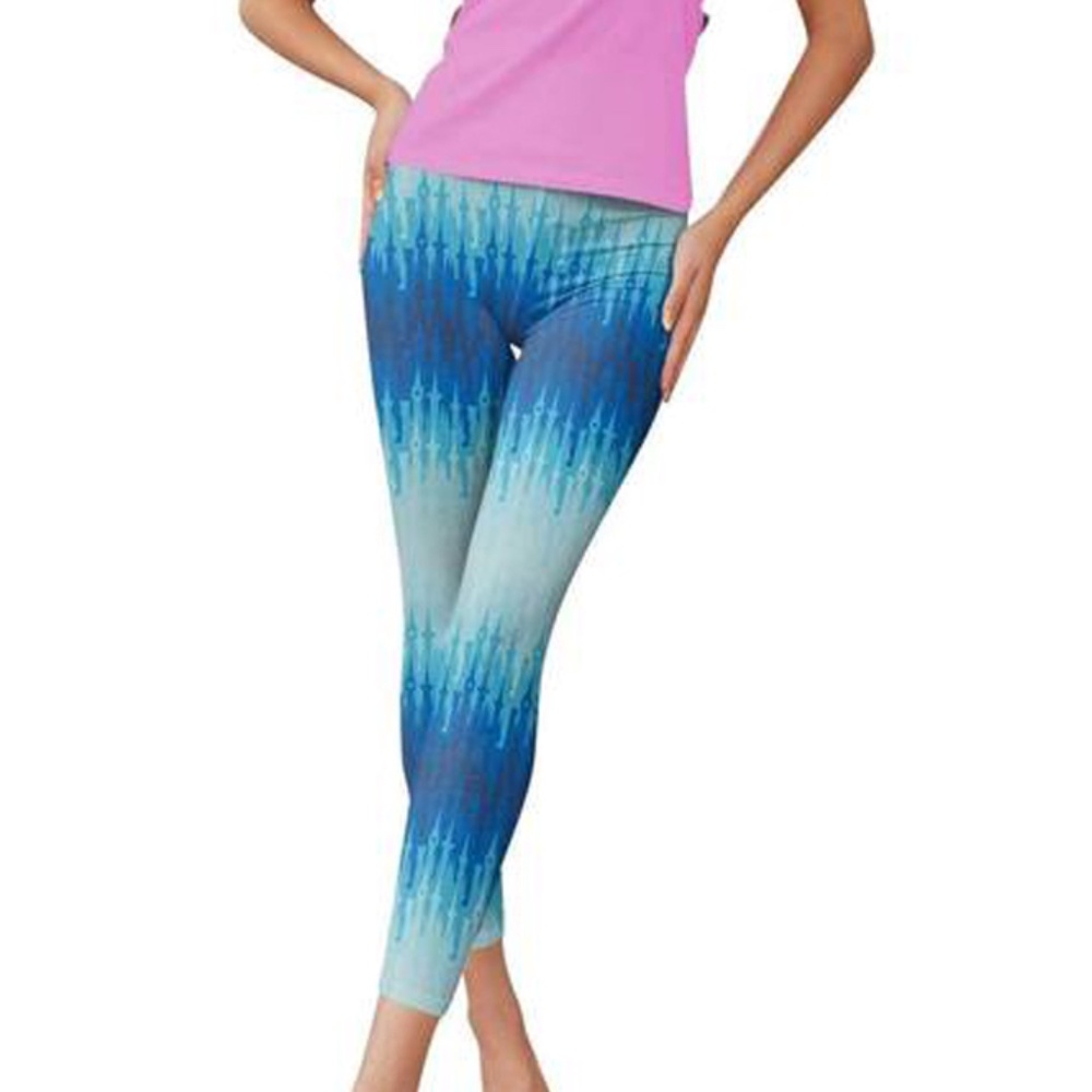 Charlies Project Kid's Size S/M Light Blue Castle Leggings NWT w Dust Bag